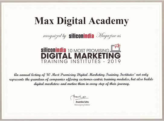 Recognized among India's top 10 most promising digital marketing brand.